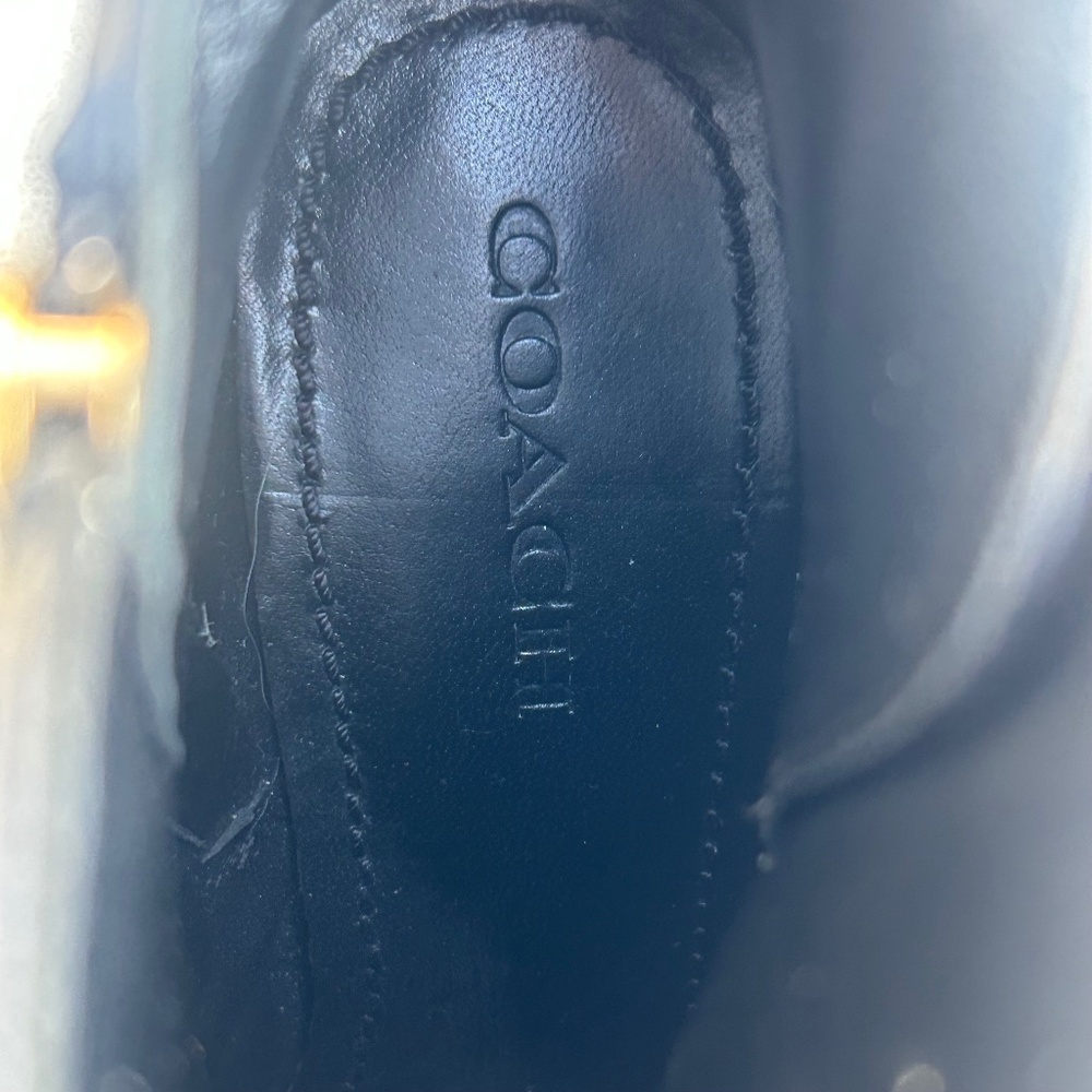 COACH Delaney Signature Buckle Heel Bootie Black Leather size 7B Ankle Boots - Picture 6 of 11